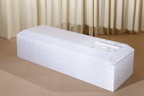 布張りホワイト棺全体写真