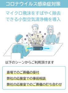 ご葬儀での受付・打ち合わせの際の小型空気清浄機導入のお知らせ